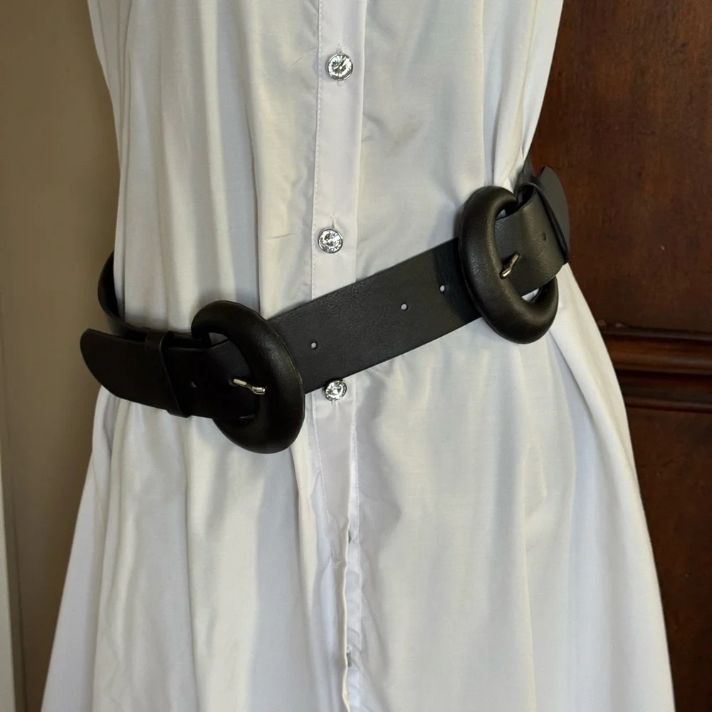 Zara Black Double Buckle Wide Belt‎